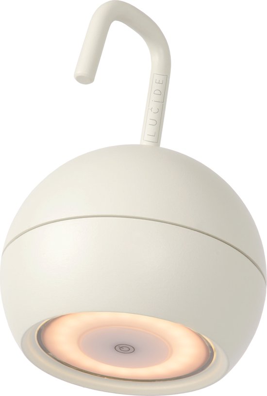 Lucide SPHERE Oplaadbare Hanglamp Buiten - Accu/Batterij - 10,2 cm - LED Dimb. - 1x2W 2700K - IP54 - 3 StepDim - Wit
