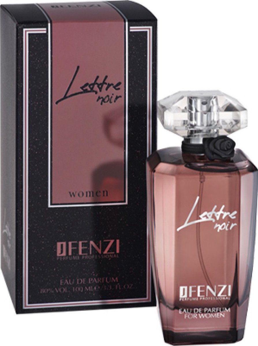 Goedkoopste Intens zoete merkgeur voor dames - JFenzi - Eau de Parfum - Lettre Noir - 100ml - 80 ✮✮✮✮✮ - Cadeau Tip !