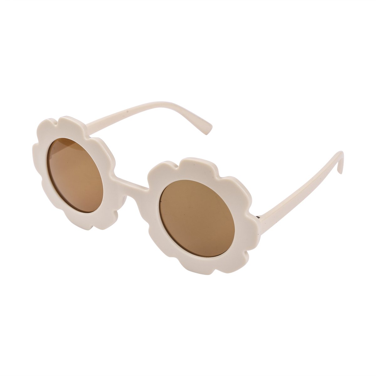 Maesy - kinderzonnebril Sunny - bloem zonnebril voor kinderen - peuters - jongens en meisjes - UV400 bescherming - hippe retro bril rond - wit ecru