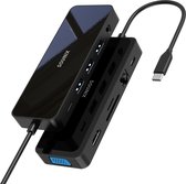 Sounix USB-C Hub - 11-in-1 Dockingstation - 4K UHD HDMI | VGA | USB 3.0 - Glas - Zwart