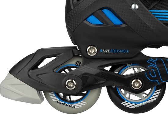 Nijdam Rollers Combo - Blue Blaze - Réglable - Clubs Norvégiens - Zwart - Blauw - Taille 29 - 32