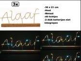 3x Decoratie plankje met tekst ALAAF verlicht 36x12cm - Carnaval Thema feest party festival