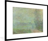 Fotolijst incl. Poster - Pad in de mist - Schilderij van Claude Monet - 80x60 cm - Posterlijst