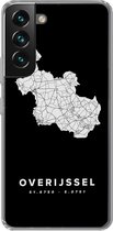 Geschikt voor Samsung Galaxy S22 hoesje - Overijssel - Wegenkaart Nederland - Zwart - Siliconen Telefoonhoesje