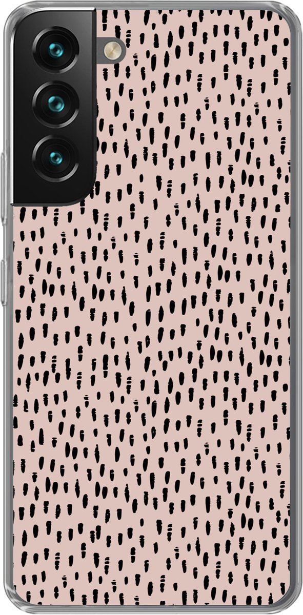 Telefoonhoesje Geschikt voor Samsung Galaxy S22 hoesje - Stippen - Roze - Zwart - Siliconen Telefoonhoesje Telefoonhoesje