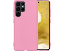 Hoesje - Geschikt voor Samsung Galaxy S22 Ultra - Sterk & Shockproof - Hoes Cover - Siliconen Case - Telefoonhoesjes - Lichtroze