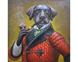 3D art metaalschilderij - hond met soldatenoutfit - huisdier portret - 80x80 cm - metalart
