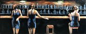 3D art metaalschilderij - vrouwen aan de bar - 150x60 cm - metalart