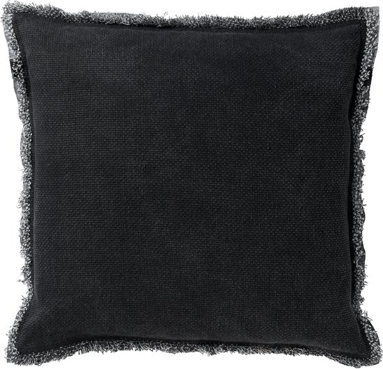 Dutch Decor BURTO - Sierkussen 60x60 cm - gewassen katoen - Raven - zwart - Inclusief binnenkussen