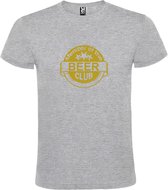 Grijs  T shirt met  " Member of the Beer club "print Goud size M