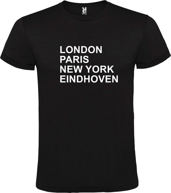 T-shirt Zwart imprimé "London, Paris , New York, Eindhoven" Wit taille M