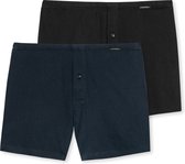 Schiesser - Lot de 2 boxers larges en jersey noir et bleu - S