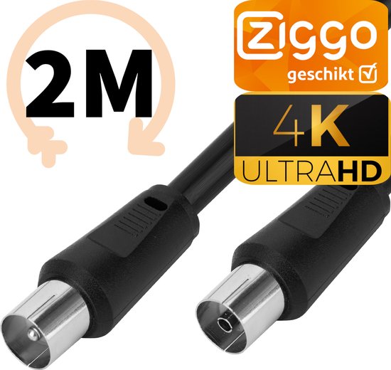 Coax Kabel Ziggo - 4k Ultra HD Coaxkabel - 2 Meter - 4G Proof Antennekabel  - TV Kabel... | bol.com