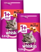 Whiskas 1+ - Kattenvoer - Brokjes met Rund - 2x3.8kg