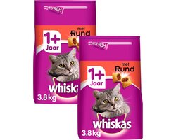 Whiskas 1+ - Kattenvoer - Brokjes met Rund - 2x3.8kg