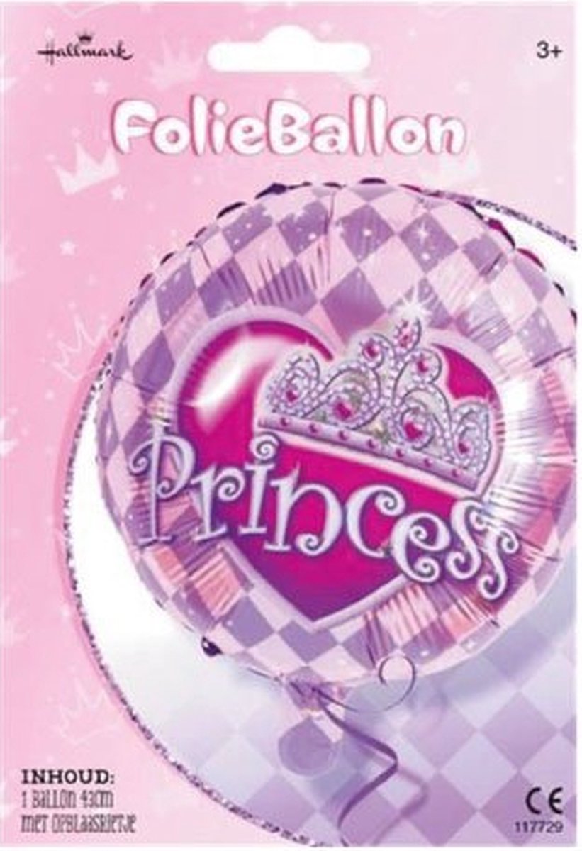 folieballon Princess 43cm met opblaasrietje ballon