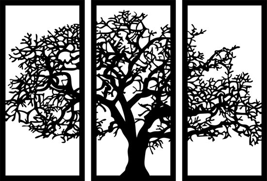 Décoration murale arbre mdf noir 1470x1000mm