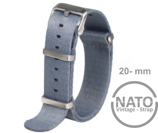 20mm Nato Strap GRIJS - Vintage James Bond - Nato Strap collectie - Mannen - Horlogebanden - 20 mm bandbreedte