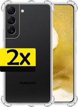 Hoesje Geschikt voor Samsung S22 Plus Hoesje Shockproof Case Siliconen - Hoes Geschikt voor Samsung Galaxy S22 Plus Hoes Cover Siliconen - Transparant - 2 Stuks