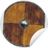 Tuincirkel Houten schild van een Viking - 150x150 cm - Ronde Tuinposter - Buiten