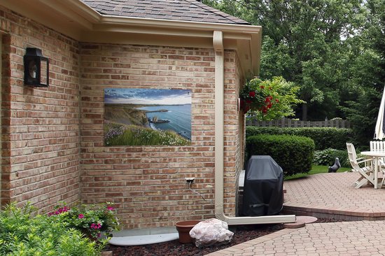 Posters de jardin Cliffs with flowers at Whitesands bay in Wales VK - 90x60 cm - Toile de jardin - Affiche extérieure