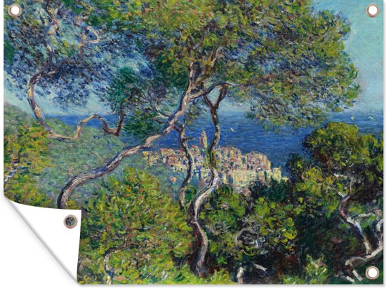 Tuinschilderij Bordighera - schilderij van Claude Monet - 80x60 cm - Tuinposter - Tuindoek - Buitenposter