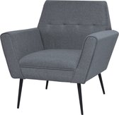 Furnibella – Fauteuil Staal en Stof Lichtgrijs Armstoel Leunstoel Ruststoel Stoel