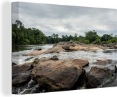 Canvas schilderij 150x100 cm - Wanddecoratie Rotsen in de rivier van Suriname - Muurdecoratie woonkamer - Slaapkamer decoratie - Kamer accessoires - Schilderijen