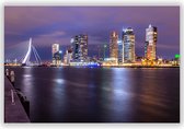 Erasmusbrug in Rotterdam - Foto op Aluminium  - Foto op Dibond - Aluminium Schilderij - Wanddecoratie - 90x60 cm