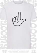 LOSER Kids t-shirt - Wit - Maat 152 - Unisex - Korte mouwen - Ronde hals - Regular Fit - leuke grappige shirtjes - Humor - Kwoots - Cadeau - Voor zowel jongens als meisjes