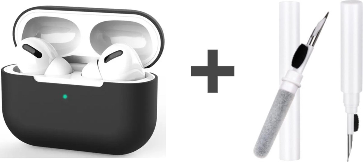 Apple Airpods pro case inclusief schoonmaakset // gekleurde airpods pro case zwart met cleaningset // gekleurde softcase // airpods pro hoesje kleur // siliconen hoesje Airpods pro