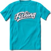 Fishing - Vissen T-Shirt | Grappig Verjaardag Vis Hobby Cadeau Shirt | Dames - Heren - Unisex | Tshirt Hengelsport Kleding Kado - Blauw - XL