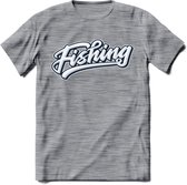 Fishing - Vissen T-Shirt | Grappig Verjaardag Vis Hobby Cadeau Shirt | Dames - Heren - Unisex | Tshirt Hengelsport Kleding Kado - Donker Grijs - Gemaleerd - L