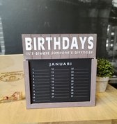 Verjaardagskalender - hout taupe - 30x29 cm - verjaardag - kalender