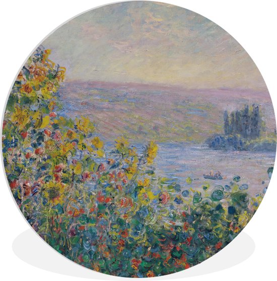 WallCircle - Wandcirkel ⌀ 30 - Bloembedden in Vetheuil- Schilderij van Claude Monet - Ronde schilderijen woonkamer - Wandbord rond - Muurdecoratie cirkel - Kamer decoratie binnen - Wanddecoratie muurcirkel - Woonaccessoires