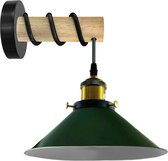 Moderne gecombineerde massief houten arm kroonluchter verlichting met kegelvormige meerkleurige metalen schaduw wandkandelaar