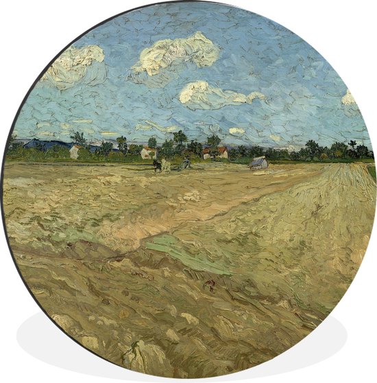 WallCircle - Wandcirkel - Muurcirkel - Geploegde akkers - Schilderij van Vincent van Gogh - Aluminium - Dibond - ⌀ 90 cm - Binnen en Buiten