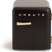CREATE - Tafelmodel koelkast - Capaciteit 48 L - 1 planken - Handvat Gold - Zwart - RETRO FRIDGE