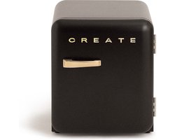 CREATE - Koelkast in retrostijl - Zwart - Handvat Goud - FRIDGE RETRO 48L