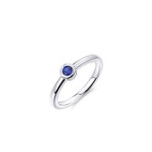 Gisser Jewels - Ring R373B - gerhodineerd sterling zilver - blauwe steen in gladomzetting - maat 58