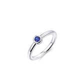 Gisser Jewels - Ring R373B - gerhodineerd sterling zilver - blauwe steen in gladomzetting - maat 62