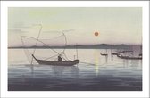 Walljar - Ohara Koson - Boat Sunset - Muurdecoratie - Poster met lijst