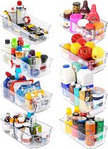 NaSK – Opbergbakken - Set van 8 containers (4 grote en 4 kleine opbergbakken) Opslag voor keuken, Koelkast - Doorzichtig keuken bakjes - Keukenkastorganizers - Opbergbak / Bewaardo