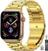 Geschikt voor Apple Watch bandje 38 / 40 / 41 mm - Series 1 2 3 4 5 6 7 SE - 2 pack - Smartwatch iWatch horloge band - 38mm 40mm 41mm - Fungus - RVS metaal - Goud zilver - Schakel
