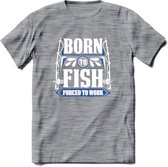 Born To Fish - Vissen T-Shirt | Grappig Verjaardag Vis Hobby Cadeau Shirt | Dames - Heren - Unisex | Tshirt Hengelsport Kleding Kado - Donker Grijs - Gemaleerd - S