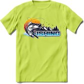 Fishing - Vissen T-Shirt | Grappig Verjaardag Vis Hobby Cadeau Shirt | Dames - Heren - Unisex | Tshirt Hengelsport Kleding Kado - Groen - XL