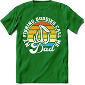 Fishing Dad - Vissen T-Shirt | Grappig Verjaardag Vis Hobby Cadeau Shirt | Dames - Heren - Unisex | Tshirt Hengelsport Kleding Kado - Donker Groen - 3XL