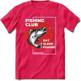 Fishing Club - Vissen T-Shirt | Grappig Verjaardag Vis Hobby Cadeau Shirt | Dames - Heren - Unisex | Tshirt Hengelsport Kleding Kado - Roze - XL