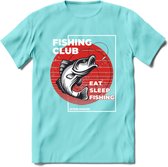 Fishing Club - Vissen T-Shirt | Grappig Verjaardag Vis Hobby Cadeau Shirt | Dames - Heren - Unisex | Tshirt Hengelsport Kleding Kado - Licht Blauw - M