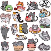 Schattige Cartoon Kat Series - 18 delige set -stof & strijk applicatie